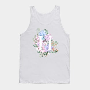 botanical monogram alphabet H hydrangea flowers Tank Top